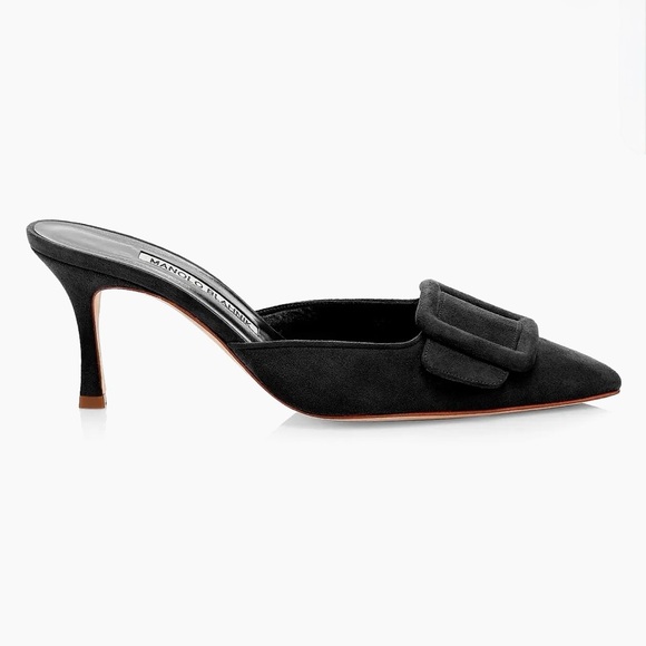 Manolo Blahnik Black Suede Heels - Picture 2 of 8